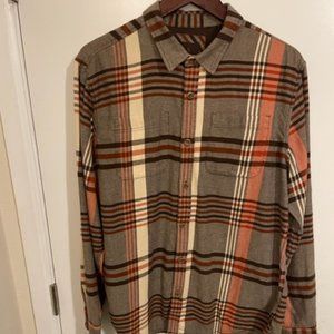 Prana Men's Long Sleeve Button-Up Shirt Flannel Plaid Large
